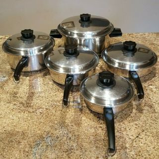 Vintage 10 Piece Lustre Craft Multicore 5 - Ply Ss (t - 304) Waterless Cookware Set