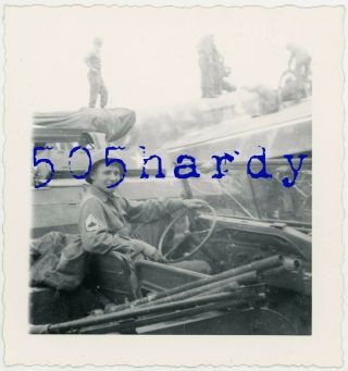 Wwii Us Gi Photo Us Captured German Ju 88 & 66th Infantry Regiment Gi In Jeep 2