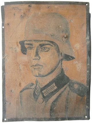 German Soldier Or Officer Helmet Ww2 Unique Image On Iron Metal Wwii Wehrmacht