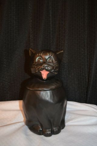 Vintage Mccoy Usa No.  207 Coalby Halloween Black Cat Cookie Jar