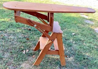 Vintage Antique Wood Wooden Chair Step Stool Ladder & Ironing Board 3 In 1