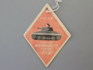 German Ww2 Whw / Winterhilfswerk - Tag Der Wh 1939,  Panzertruppe