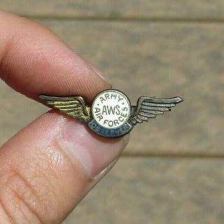 Army Air Forces Air Warning Service Aws Observer Wing Lapel Pin Button