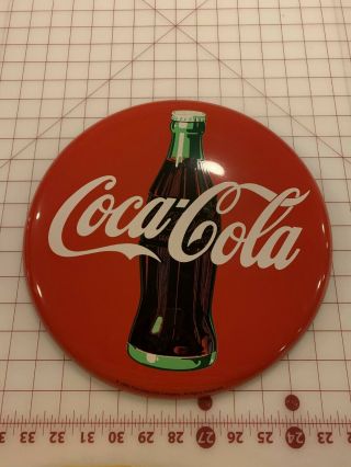 D43 Vintage 1990 Coca - Cola Company Classic Red Metal Coke Button Sign - 12 " Round