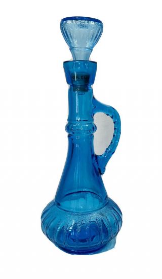 Vintage Jim Beam I Dream Of Jeannie Blue Glass Decanter Bottle 1973