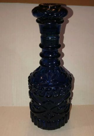 Vintage Jim Beam Cobalt Blue Decanter Bottle Liquor