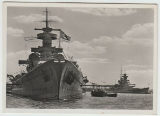 Ww2 Photo Postcard,  German Battleship Scharnhorst