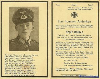 Death Notice: Wehrmacht Gefreiter In Inf.  Regt; Kia At Sevastopol,  Russia 1942