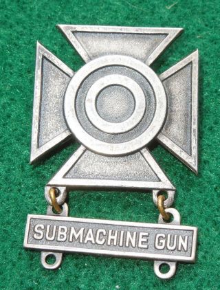 Wwii Us Army Sterling Sharpshooter Qualification Badge Pin Bb&b Submachine Gun