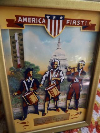 Vintage Wwii 1940s Patriotic Americana America First Reverse Painting On Glass