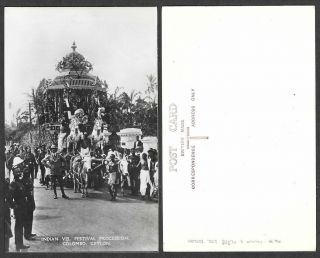 Old Ceylon Real Photo Postcard - Colombo - Indian Vel Festival Procession