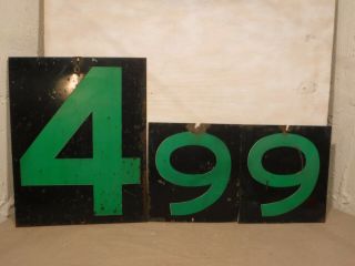Vtg.  Metal Numbers 3,  4 6 & 9 Metal Signs Collectible Gasoline Price Number Sign