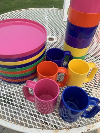 Heller Massimo Vignelli Multicolored Dinnerware Set,  Plate,  Cup & Bowl Vintage