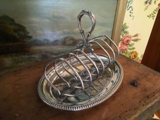 English Silver Plate Toast Rack Letter Holder With Decorative Underplate