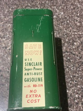 Vintage Sinclair Gasoline Gas Pump Station Metal Coin Bank Oil Can Sign 2