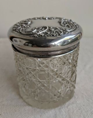 Antique Silver Lidded Crystal Jar