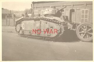 Wwii German War Photo French Panzer / Tank In City