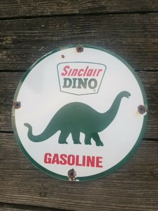 Sinclair Dino Gasoline Pump Plate Porcelain Sign