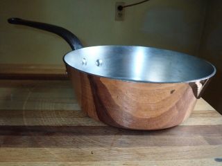 Restored 10.  5” Antique French Copper Windsor Sauce Pan Splayed Sauté 3mm Tin 2
