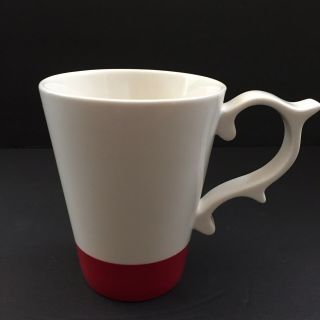 Teavana Rococo Scroll Handle Coffee Cup Mug Red Bottom White 2015