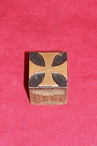 Old German Maltese Iron Cross Ink Stamp Wood Vintage Wwi Wwii Military Army Ek2
