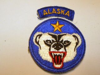 A 2 Piece Ww 2 U S Army Alaskan Department W/tab Cut Edge Snow Back Patch