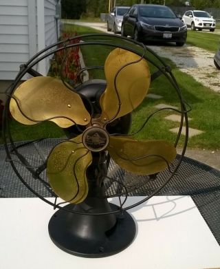 Vintage The Emerson Electric Mfg Co Fan 3 Speed 12 " Brass Blades Type 29646
