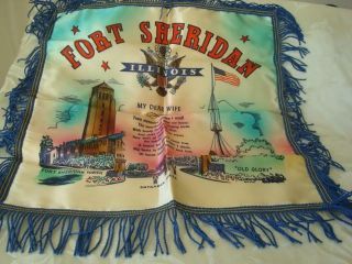 Vintage U.  S.  Army Pillow Cover Fort Sheridan Illinois Il Souvenir My Dear Wife