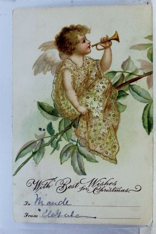 Christmas With Best Wishes For Xmas Postcard Old Vintage Card View Standard Post