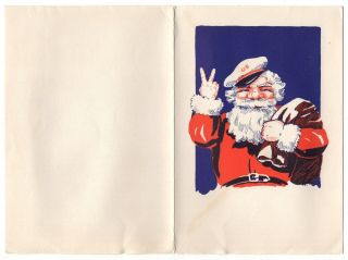 1943 WW2 Military Xmas Card w/ Envelope: Santa Claus 