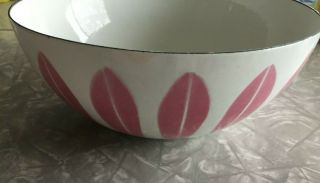 Vintage Cathrineholm 7 " Pink And White Lotus Bowl Enamelware