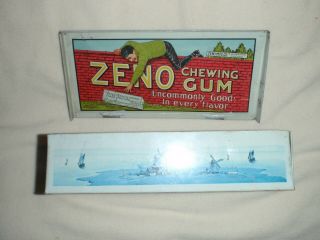 Antique Zeno Pepsin Chewing Gum Tin Delft Design Lithograph Lid Boy On Wall