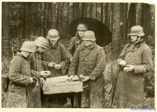 Press Photo: Best Wehrmacht Troops W/ Captured French Crate Of Grenades; 1939