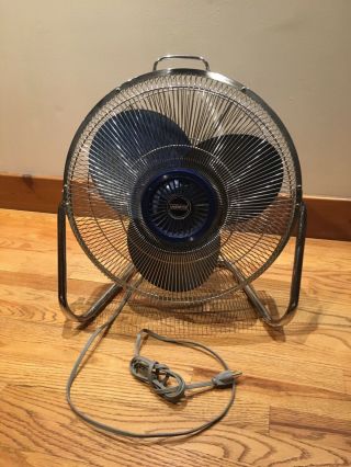 Rare Lakewood Hv - 18 Chrome 3 - Speed 18 " Fan With Blue Metal Blades Made In Usa