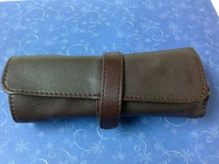 Vintage Libelle Brown Bomber Jacket Leather 5 Pocket Pen Case