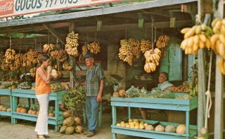 Puerto Porto Rico San Juan - Street Fruit Seller Old Chrome Postcard