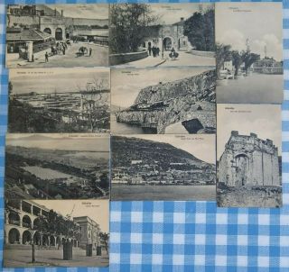 9 Postcards Of Gibraltar The Market,  South Port Gates,  Old Moorish Castle.