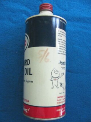 Vintage ESSO OUTBOARD MOTOR OIL CONE TOP empty quart can 2