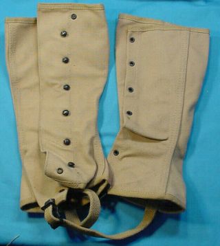 Wwii Us Army Navy Marines Canvas Leggings Size 4 1943