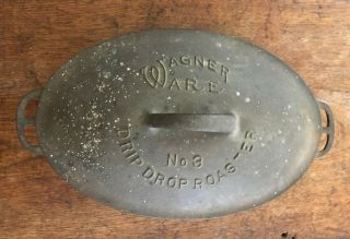 Vintage Wagner Ware Cast Iron Drip Drop Roaster No.  3 Oval Dutch Oven