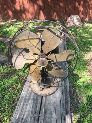 Barn Find Emerson 12” 27666 Antique Vintage Table Portable Oscillating Fan Brass