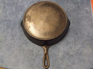 Cast Iron Favorite Piqua Ware 10 Skillet With Smiley Face Heat Ring 1916 - 1935