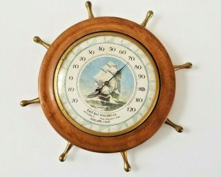 Vintage Oakland California Ships Wheel Advertising Thermometer East Bay Poultry