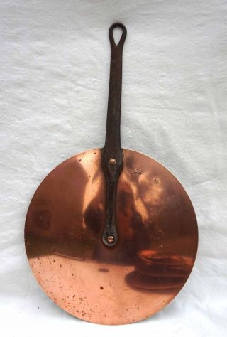 French Chef Cookware Tin Lined Copper Lid Ø 10 7/8 " Iron Handle