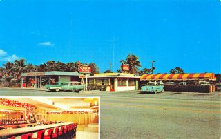 Lake Worth Lantana Fl The Duke Drive - In Restaurant Old Cars Postcard