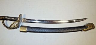 Us Civil War M - 1860 Light Cavalry Saber With Scabbard Letter Opener From Wwii