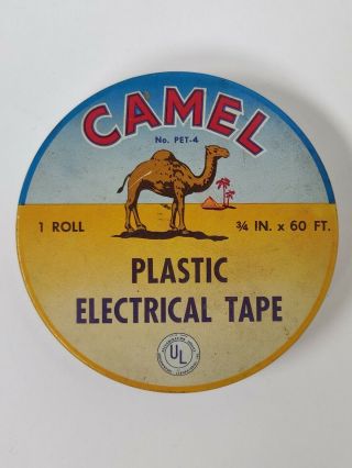 Camel Brand Plastic Electrical Tape Metal Tin W/ Tape Vintage Antique Hb Egan