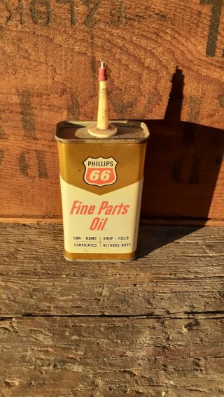 Vintage Phillips 66 Fine Parts Oil Tin Can Handy Oiler 4 Oz.  Color