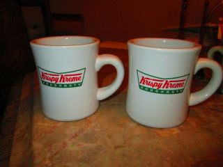Vintage Krispy Kreme Donuts Heavy Coffee Mugs (double Sided) Set Of 2