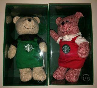 Starbucks 2016 Bearista Bears - Set Of 2 - Green And Red Aprons - $20 For Set
